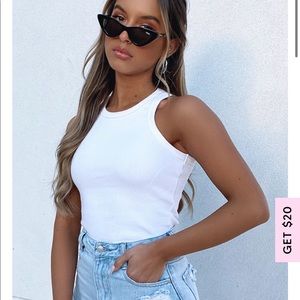 Ribbed White Crop Tank
